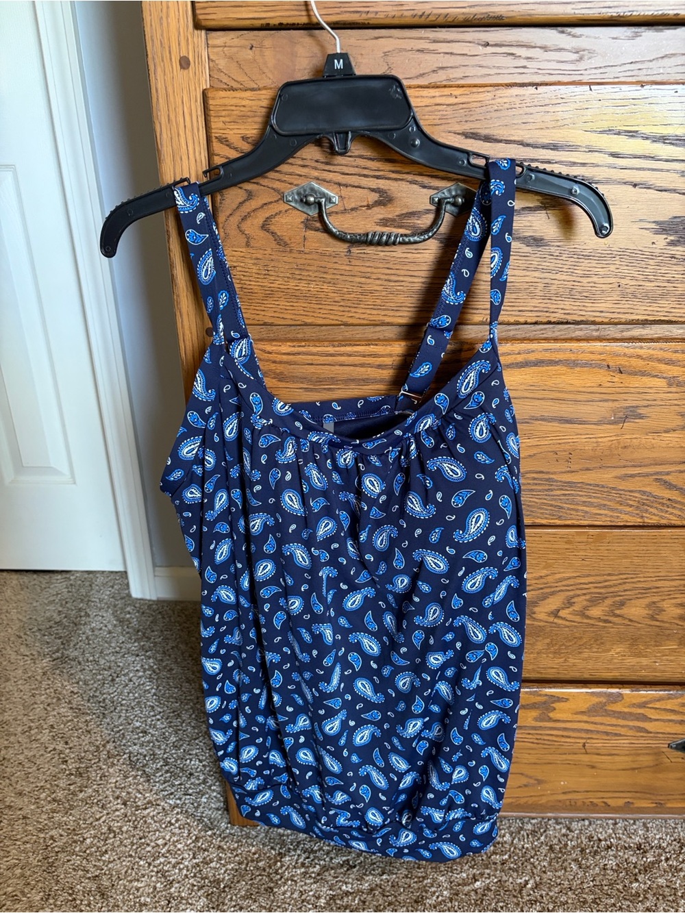 Lands' End Navy Paisley Print Tankini top